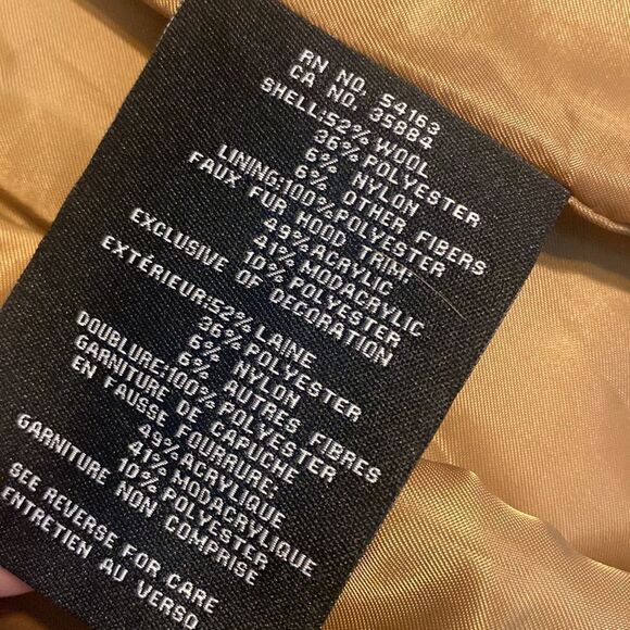 Cole haan signature jacket 12 wool heavy zip/button front faux fur hood jacket - Picture 9 of 9